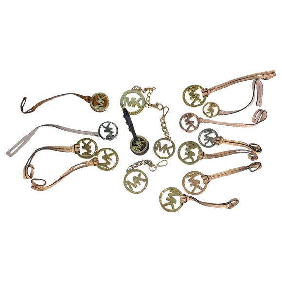 Michael Kors Purse Bag Charms Key Chain Fobs Leather Silver Gold Lot of 15 - Picture 1 of 5